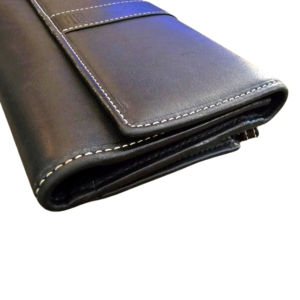 Coach Hamilton Black Leather Tri Fold Wallet - Picture 2 of 12